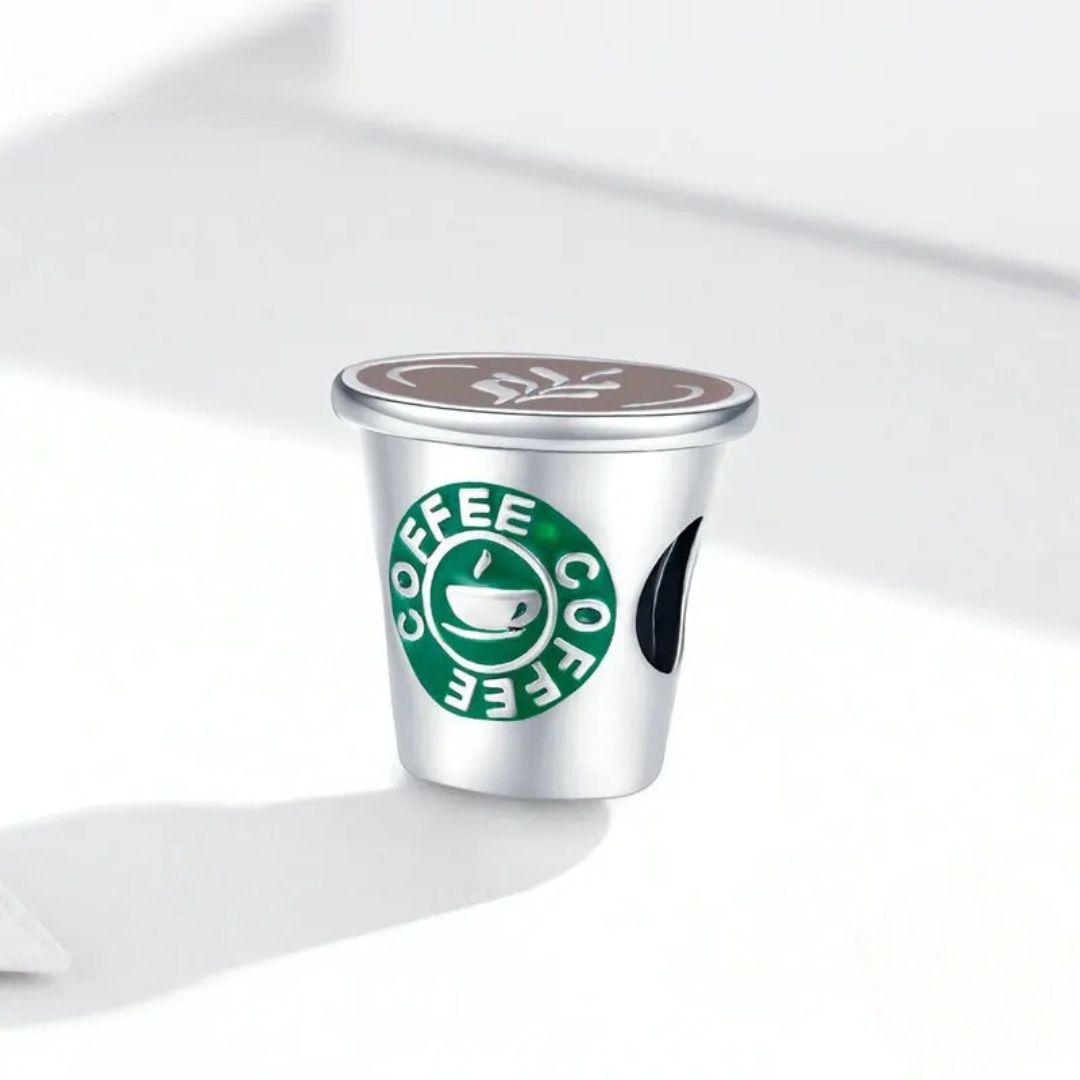 Coffee Cup Silver Charm