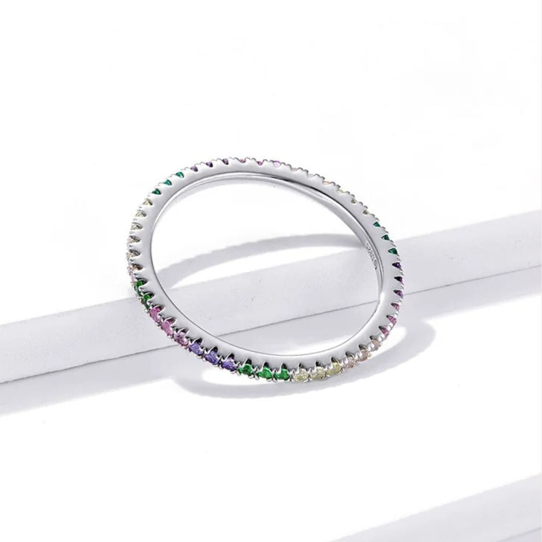 Sparkling Rainbow Silver Ring