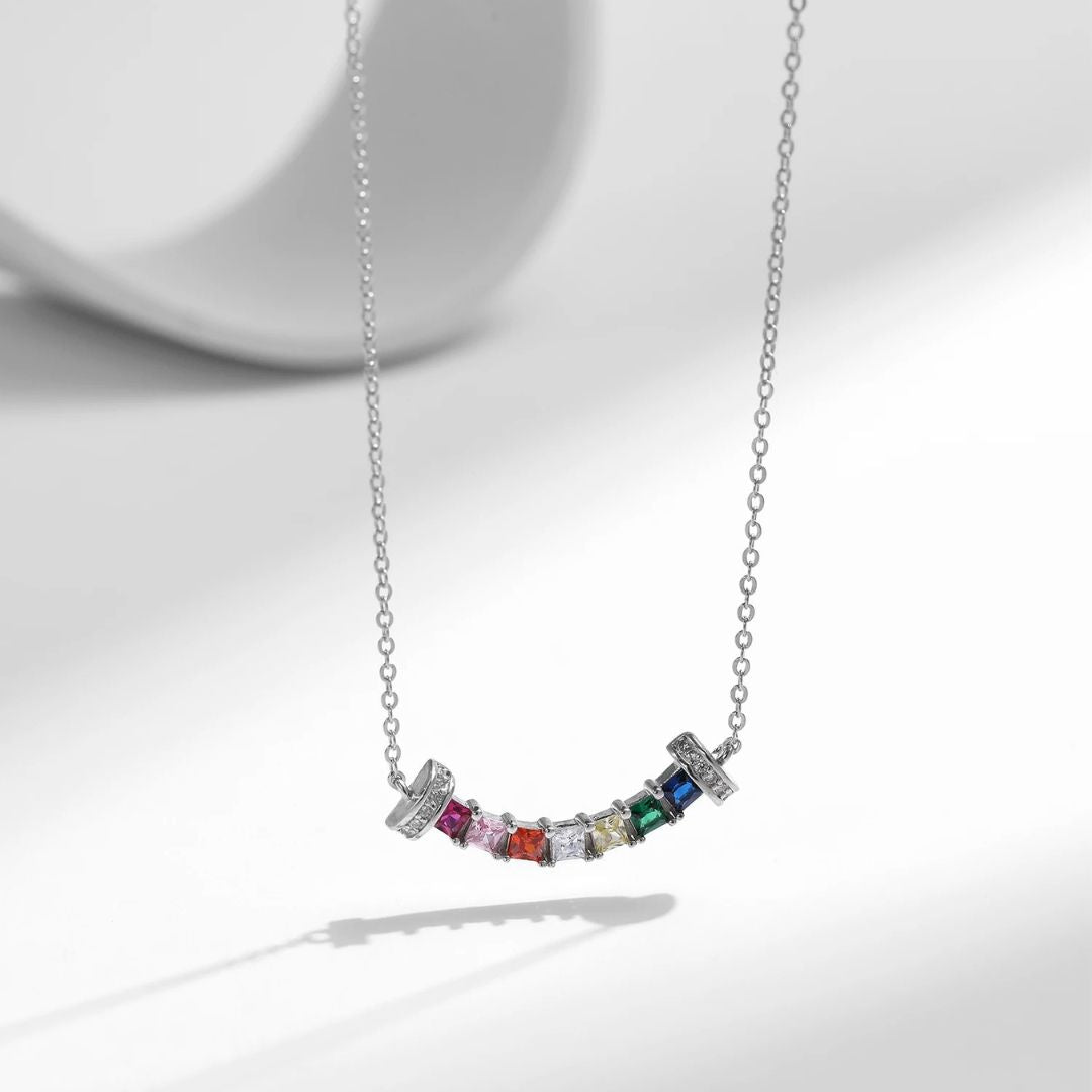 Sparkling Rainbow Silver Necklace