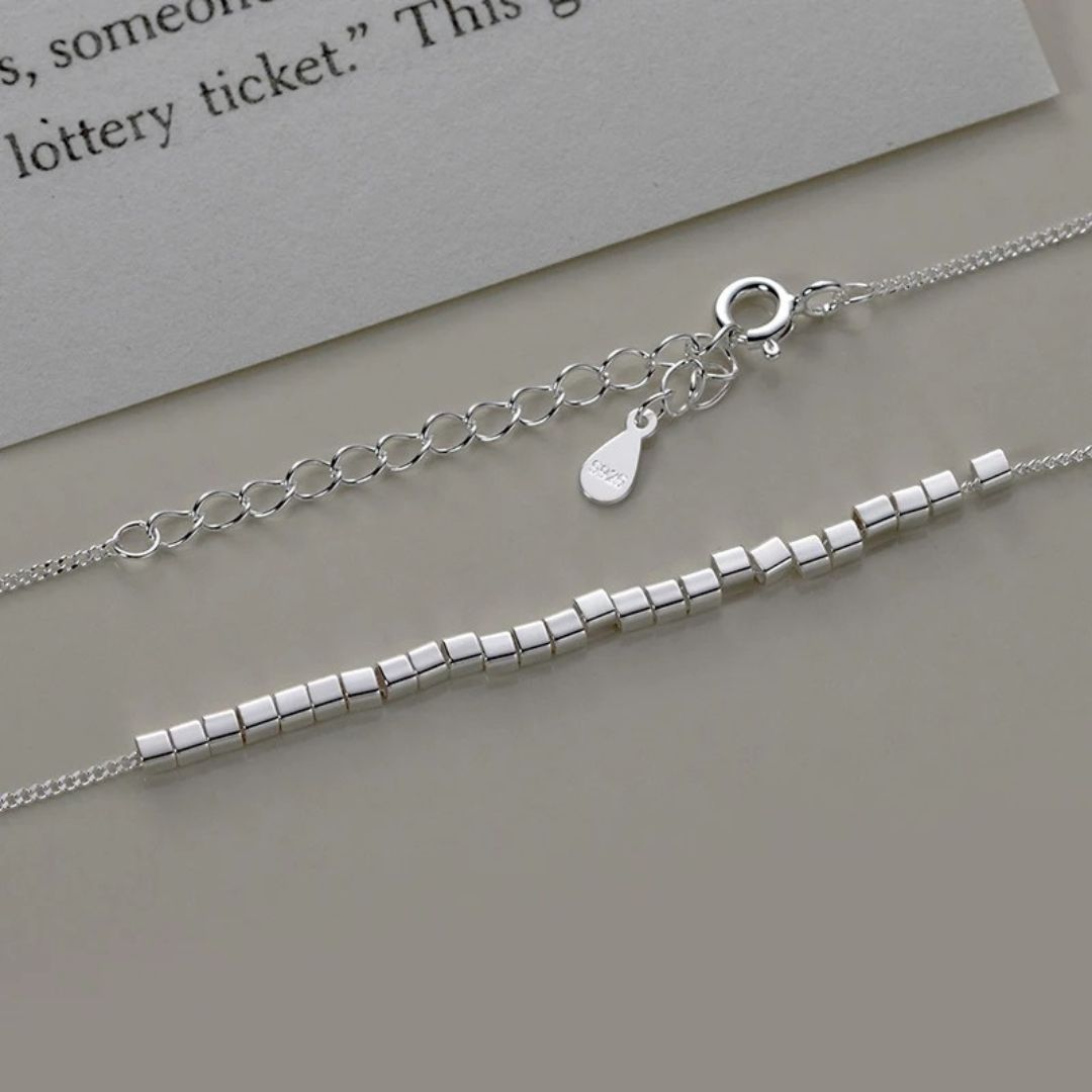 Sparkling Slide Blocks Silver Necklace