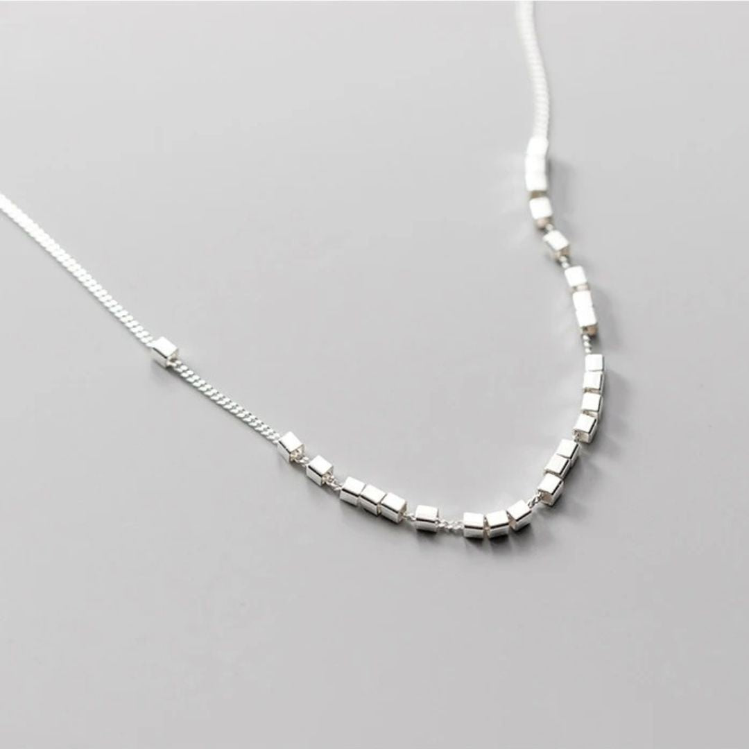 Sparkling Slide Blocks Silver Necklace