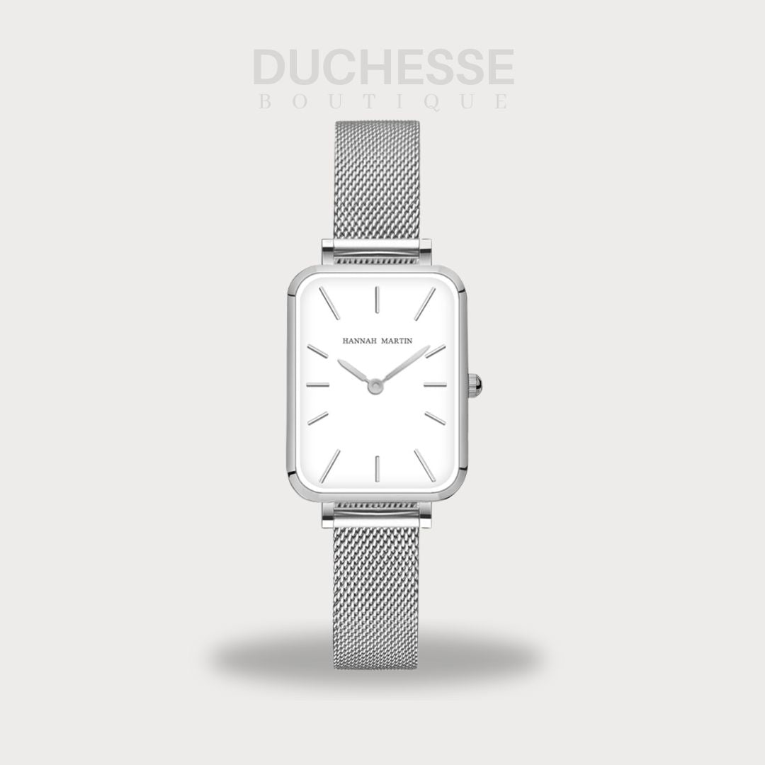Relógio Feminino Retangular Com Pulseira de Aço - Duchesse Boutique